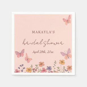 Elegant boho chic Butterflies flower Bridal Shower Napkins