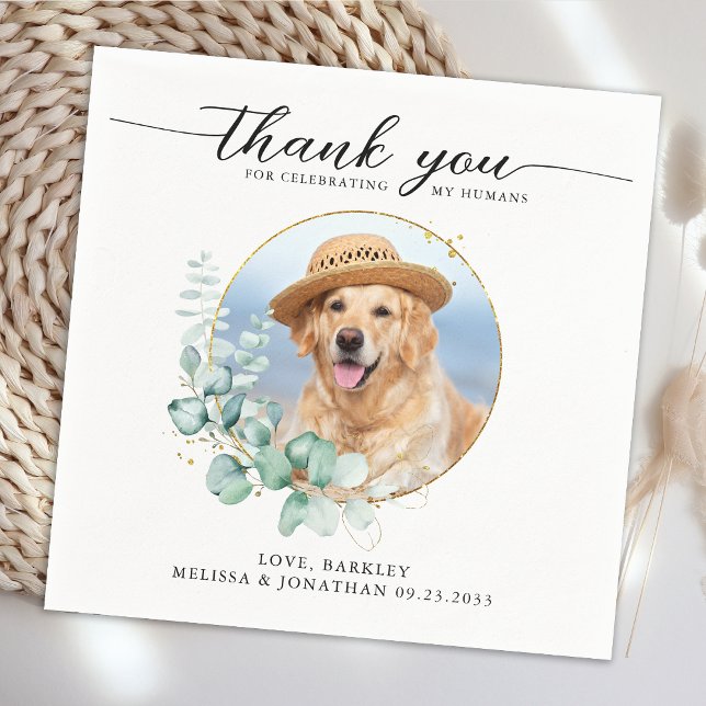 Elegant Boho Chic Custom Photo Pet Dog Wedding Napkins (Creator Uploaded)
