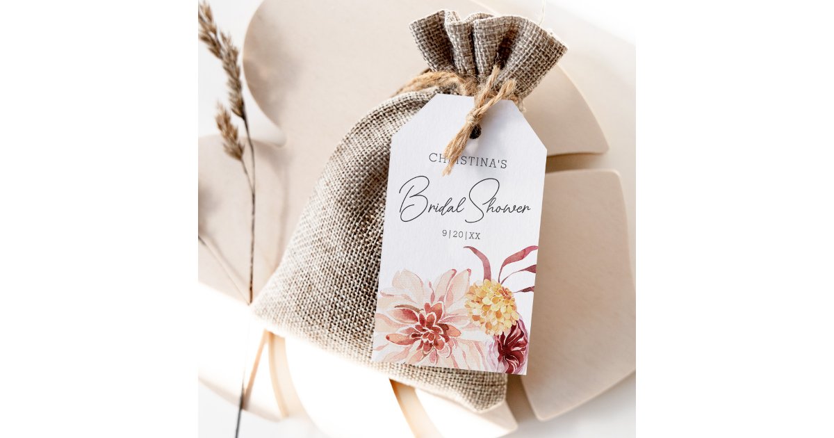 Elegant Boho Chic Floral Bridal Shower Favor Gift Tags | Zazzle
