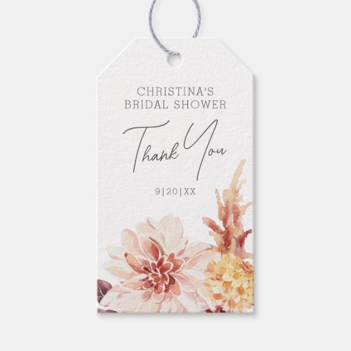 Elegant Boho Chic Floral Bridal Shower Favor Gift Tags