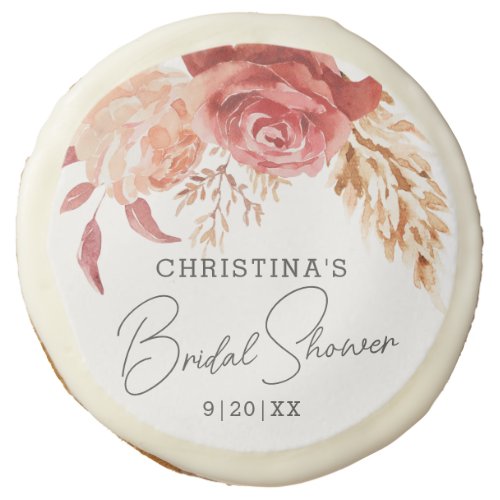 Elegant Boho Chic Floral Bridal Shower Favor  Sugar Cookie