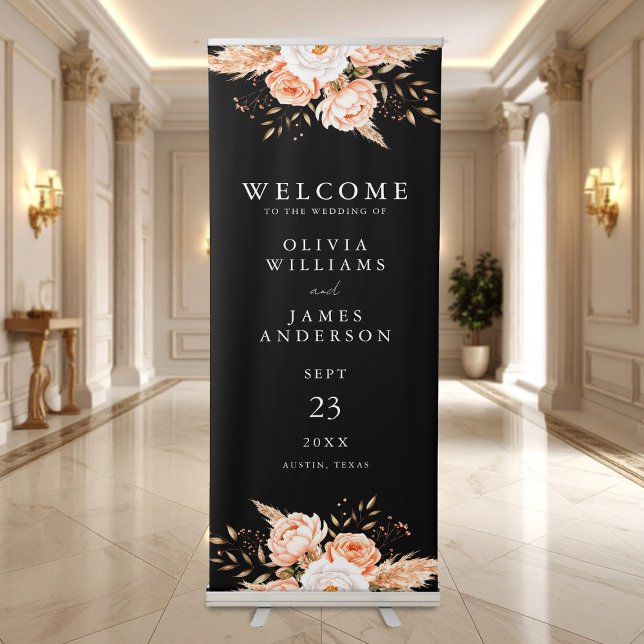 Elegant Boho Chic Floral Fall Wedding Welcome Retractable Banner (Creator Uploaded)