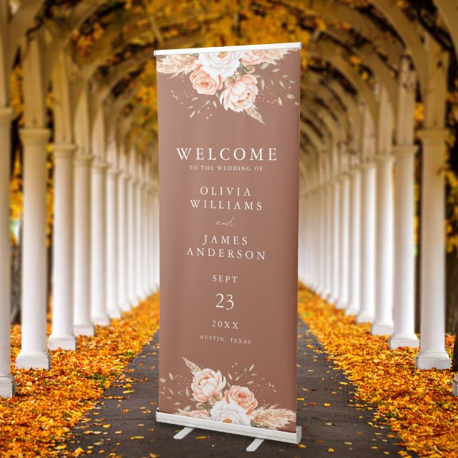 Elegant Boho Chic Floral Fall Wedding Welcome Retractable Banner (Creator Uploaded)