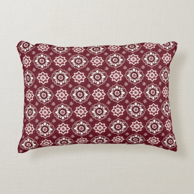 Elegant Boho Chic Floral Pattern Accent Pillow (Front)