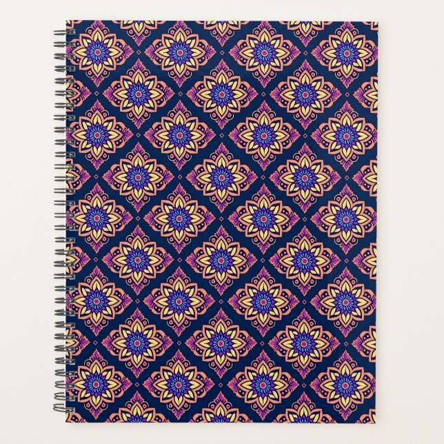 Elegant Boho Chic Floral Pattern  Planner (Front)