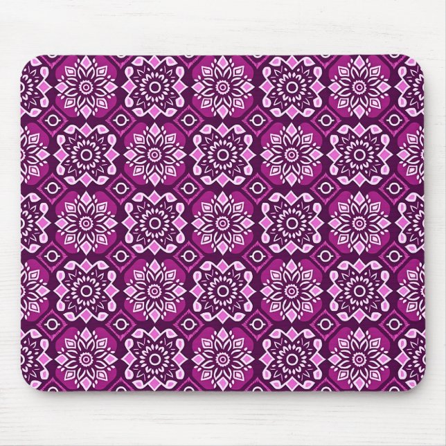 Elegant Boho Chic Geometric Floral Pattern Mouse Pad (Front)