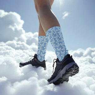 Elegant Boho Chic Groomsmen Butterfly Powder Blue Socks