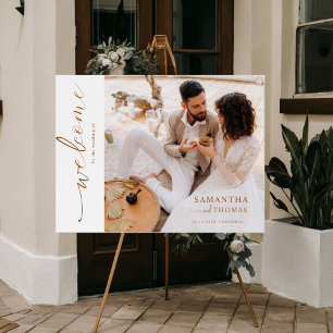 Elegant Boho Chic Photo Wedding Welcome Sign