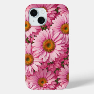 Elegant boho chic pink florals pink daisies iPhone 15 case