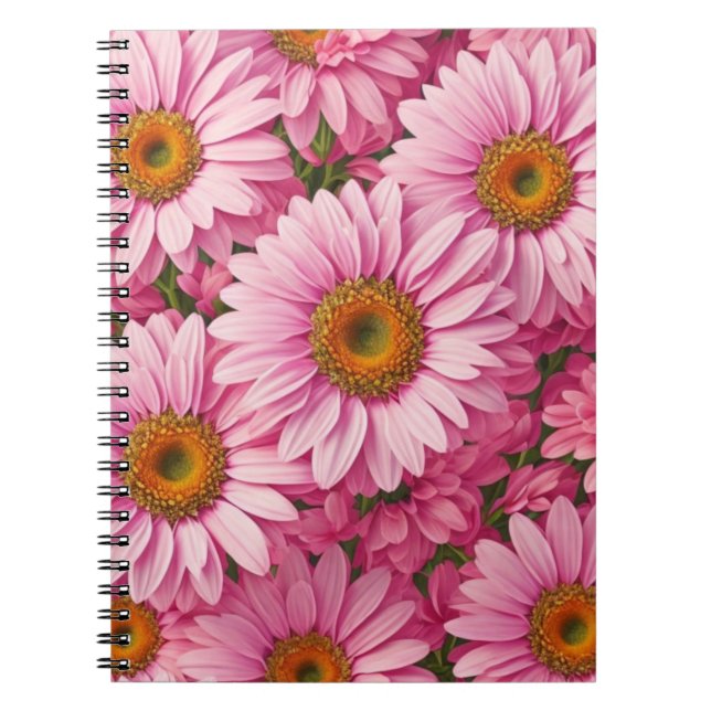 Elegant boho chic pink florals pink daisies  notebook (Front)