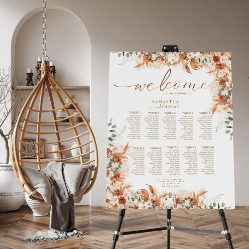 Elegant Boho Chic Terracotta Wedding Seating Chart Foam Board