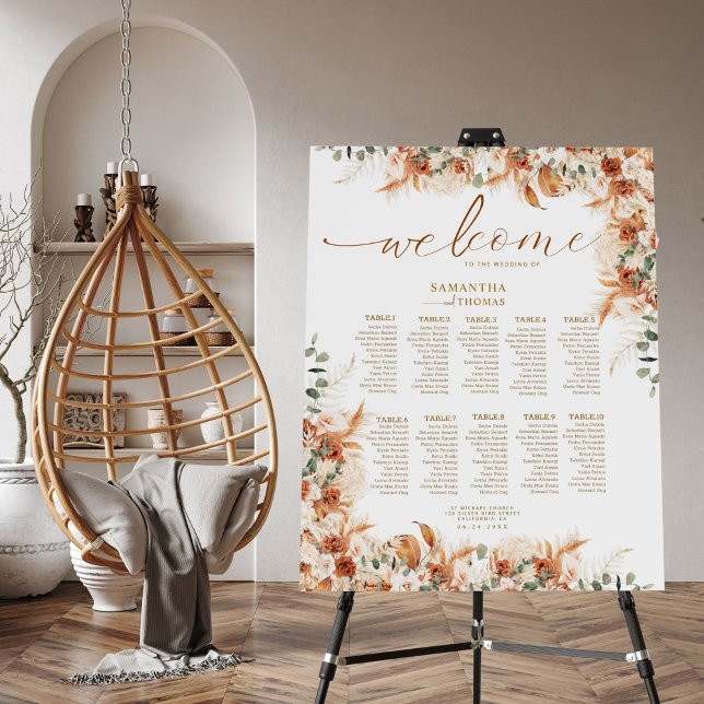 Elegant Boho Chic Terracotta Wedding Seating Chart Foam Board (Creator Uploaded)