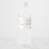 Elegant Boho Chic Watercolor Floral Bridal Shower  Water Bottle Label (Front)