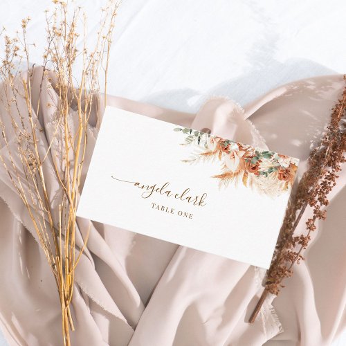 Elegant Boho Chic Watercolor Floral Wedding Escort Place Card