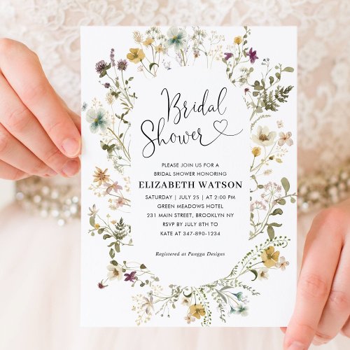 Elegant Boho Chic Wildflower Floral Bridal Shower Invitation