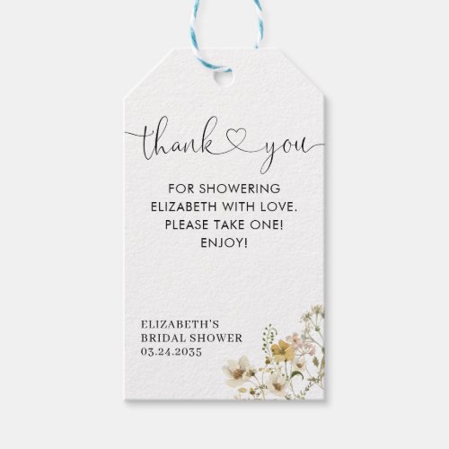 Elegant Boho Chic Wildflower Floral Thank You Gift Tags