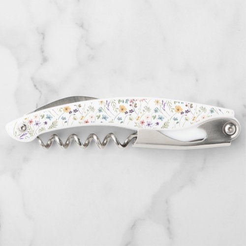 Elegant Boho Chic Wildflower Name Waiters Corkscrew