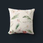 Elegant Boho Christmas Holiday Poinsettia Pine Throw Pillow<br><div class="desc">Elevate your holiday decor with our exquisite Boho Cream Holiday Throw Pillow, a stunning blend of elegance and rustic charm. This pillow boasts a captivating rustic floral design, featuring a delicate assortment of poinsettias, ferns, pine cones, leaves, and other Christmas floral elements. The creamy backdrop sets the stage for the...</div>