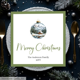 Elegant Boho Christmas Scene Botanical Dinner  Paper Dinner Napkins