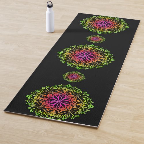 Elegant boho colorful bohemian botanical mandala yoga mat