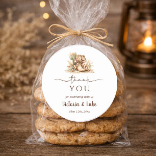 Elegant Boho Cowboy Boots Gender Neutral Thank You Classic Round Sticker