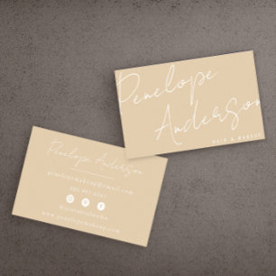 Elegant Boho Cream Neutral Chic Minimalist Modern Business Card