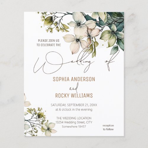 Elegant Boho Cute Wildflower Floral wedding card