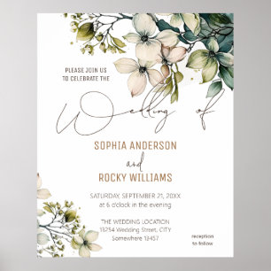 Elegant Boho Cute Wildflower Floral wedding card Poster