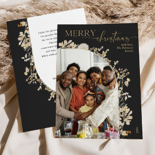 Elegant Boho Dark Moody 1 Photo Christmas  Holiday Card
