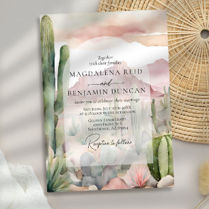Elegant Boho Desert Landscape Cactus Wedding Invitation