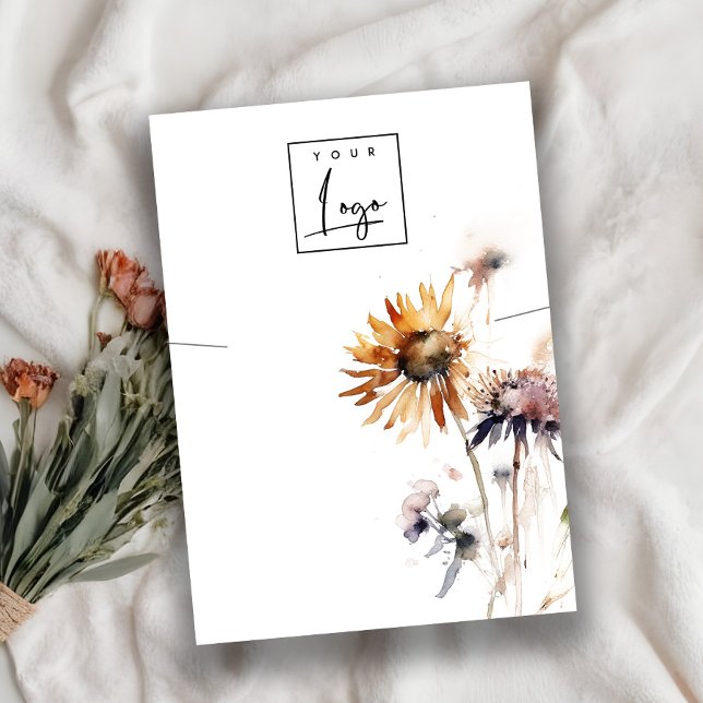 Elegant Boho Dry Wildflower Necklace Logo Display Business Card (Creator Uploaded)