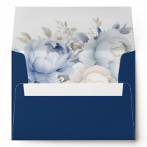 Elegant Boho Dusty Blue Floral Invitation Envelope