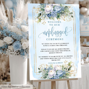 Elegant Boho Dusty Blue Ivory Floral Unplugged Foam Board