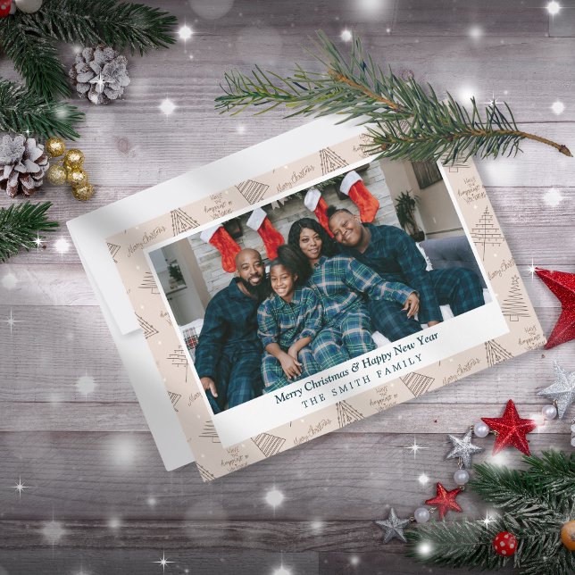 Elegant Boho Earthy Christmas Greetings with Photo Holiday Card (Creator Uploaded)