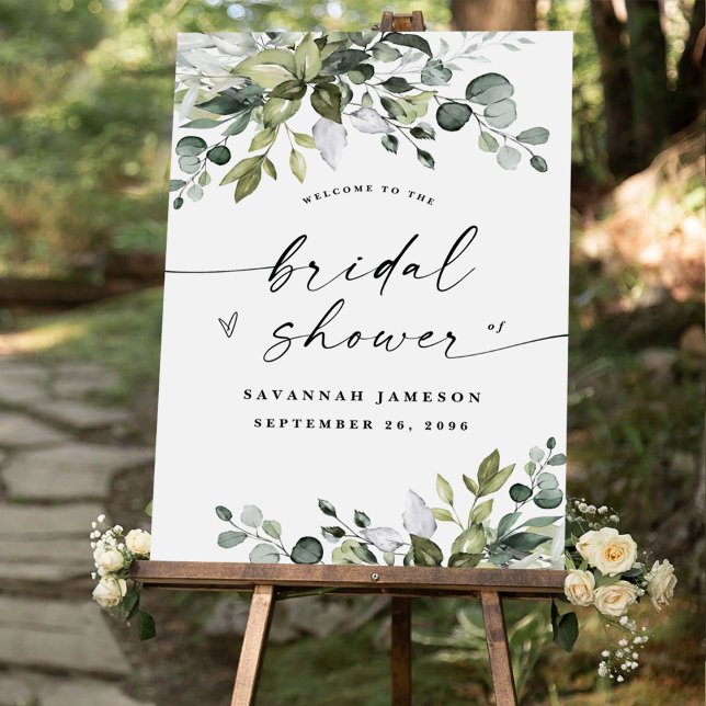 Elegant Boho Eucalyptus Bridal Shower Welcome Sign (Creator Uploaded)