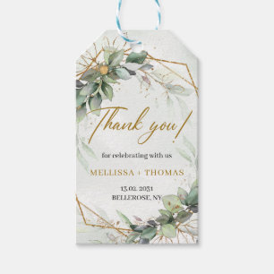 Elegant boho eucalyptus greenery gold wedding gift tags