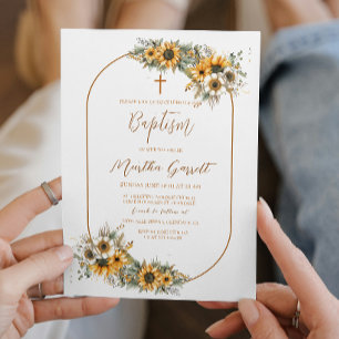 Elegant Boho Fall Girl Baptism Invitation