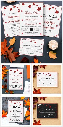 Elegant Boho Fall Leaves Autumn Wedding Collection