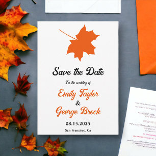 Elegant Boho Fall Leaves Rustic Floral Wedding Save The Date