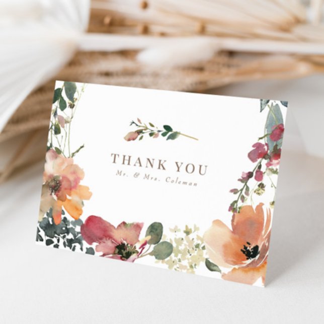 Elegant Boho Fall Wildflower Wedding Thank You (Creator Uploaded)