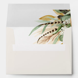 Elegant Boho Feathers Rustic Fall Greenery  Envelope