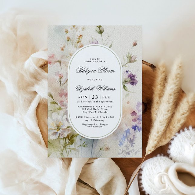 Elegant Boho Floral Baby in Bloom Shower Invitation (Creator Uploaded)