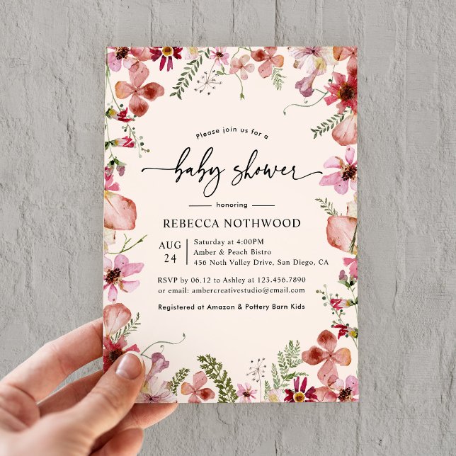 Elegant Boho Floral Baby Shower  Invitation (Creator Uploaded)