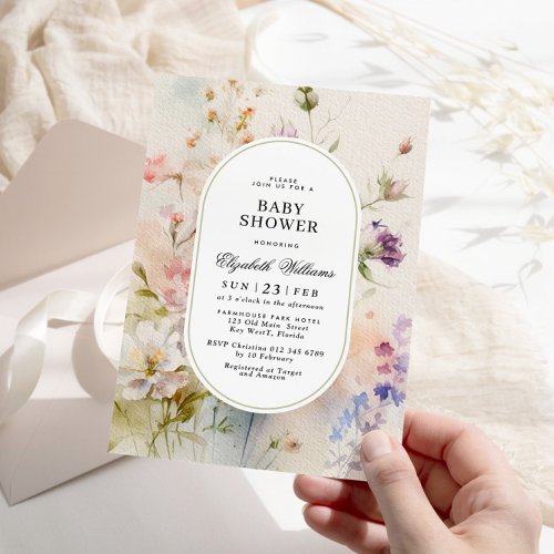 Elegant Boho Floral Baby Shower Invitation
