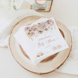 Elegant boho floral baby shower napkins