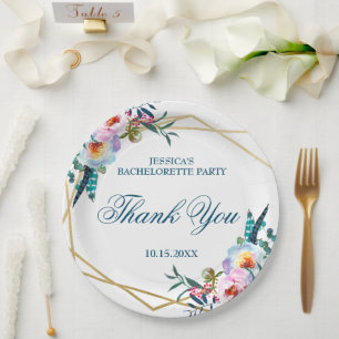 Elegant Boho Floral Bachelorette Party Paper Plates