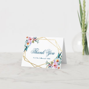 Elegant Boho Floral Bachelorette Weekend Letterpress Thank You Card