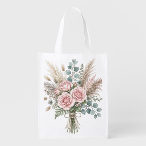 Elegant Boho Floral Bouquet Blush Pink tote bags