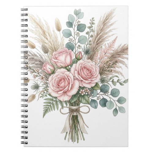 Elegant Boho Floral Bouquet Blush Pink tote bags Notebook