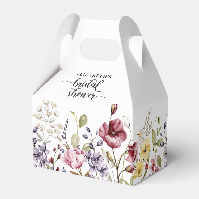 Elegant Boho Floral Bridal Shower Favor Boxes (Back Side)